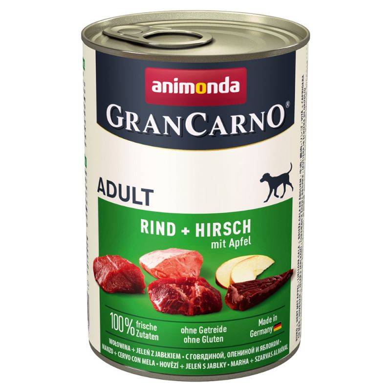 Animonda Grancarno Adult Rind + Hirsch Mit Apfel 400 g - mokra karma dla psów dorosłych wołowina jeleń, jabłko 400g Dostawa GRATIS od 159 zł