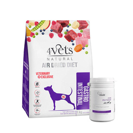 4Vets Natural Gastro Intestinal karma suszona dla psów z zaburzeniami trawienia 1 kg + Over Zoo Over Pectovit Preparat wspomagający przy biegunce dla psów i kotów 50 g