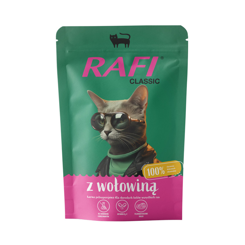 Rafi Classic Mokra karma z wołowiną dla kota saszetka 100 g