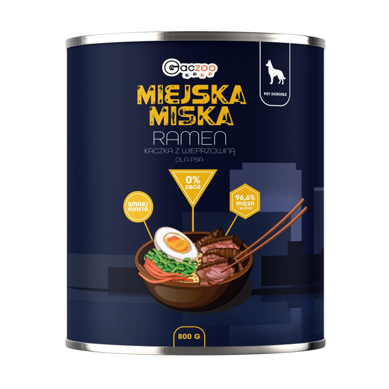 Gaczoo Miejska Miska karma mokra dla psa ramen 800 g