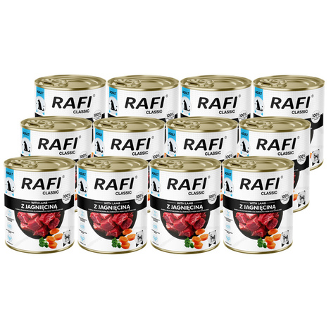 Mokra karma dla psa Rafi Classic z jagnięciną zestaw 12 x 800 g