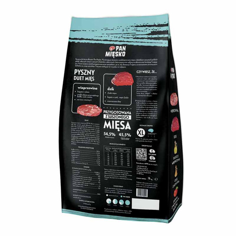 Archiwum Pan Mięsko Sucha Karma dla psa wieprzowina z dzikiem chrupki XL 9 kg