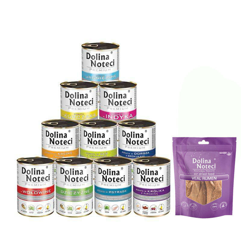 Mokra karma dla psa Dolina Noteci Premium Mix 24 x 400 g + gratis Dolina Noteci Natural Treats Veal Rumen żwacze cielęce przysmak dla psa 100 g