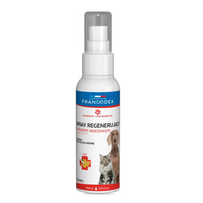 FRANCODEX Spray regenerujący skórę z miodem akacjowym dla psów i kotów 100 ml