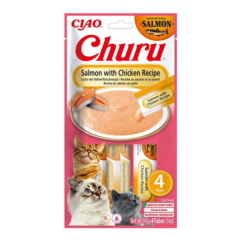 Inaba Cat Churu Przysmak dla kota z łososiem i kurczakiem 4 x 14 g