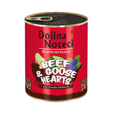 Mokra karma dla psa Dolina Noteci Superfood wołowina i serca gęsi puszka 800 g