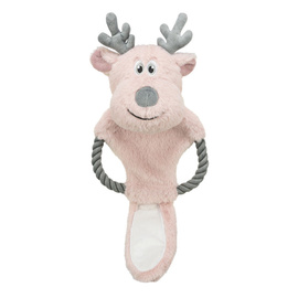 Xmas Zabawka świąteczna pluszowa szeleszcząca dla psa Renifer z linką 47 cm