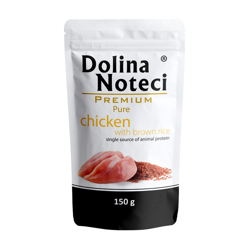 Mokra karma dla psa alergika Dolina Noteci Premium Pure bogata w kurczaka z ryżem saszetka 150 g