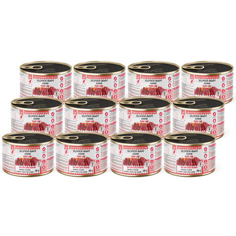 Super Rafi Mini Pure Line Mokra karma dla psów małych ras z wołowiną i batatami zestaw 12 x 185 g