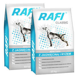 Sucha karma dla psa Rafi Classic z jagnięciną i ryżem zestaw 2 x 10 kg
