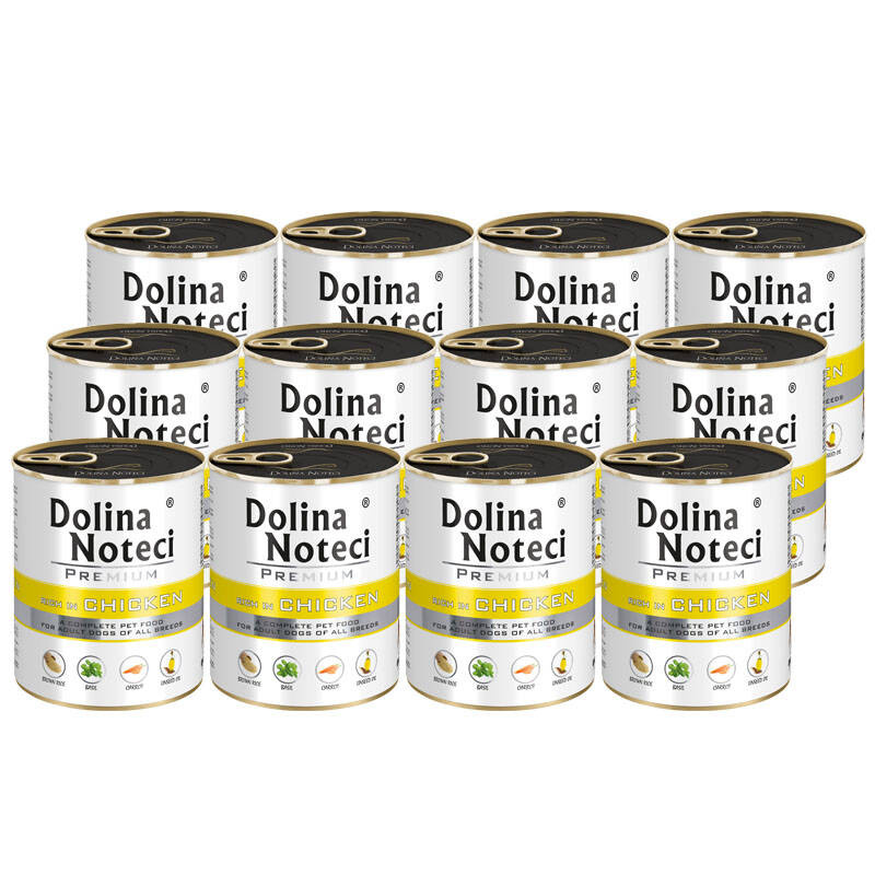 Mokra karma dla psa Dolina Noteci Premium bogata w kurczaka zestaw 12 x 800 g