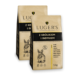 Sucha karma dla psa Luger’s z królikiem i indykiem zestaw 2 x 5 kg