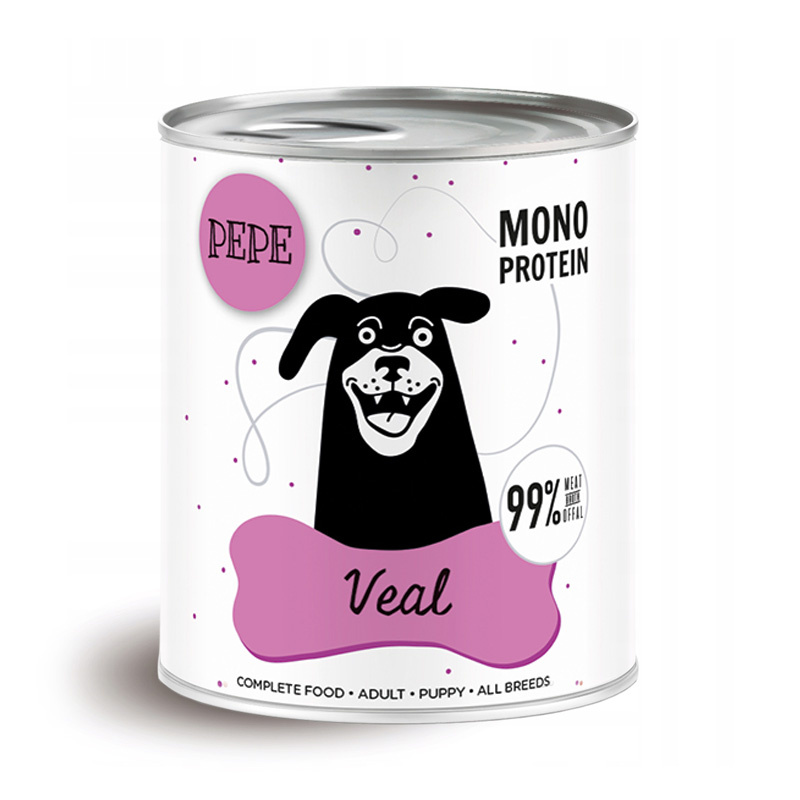Paka Zwierzaka PEPE Veal Karma mokra dla psa cielęcina 800 g