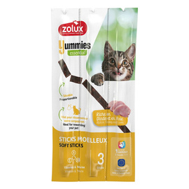 Zolux Yummies Miękkie przysmaki dla kota pałeczki indyk wątróbka 3 szt. po 5 g