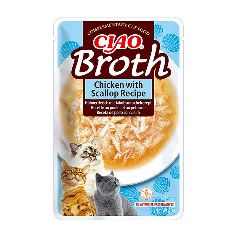 Inaba Broth Karma dla kota z kawałkami kurczaka z przegrzebkami w rosole 40 g