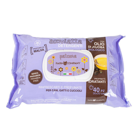 Farm Company Chusteczki do czyszczenia dla zwierząt organiczny olejek jojoba i malwa 40 szt.