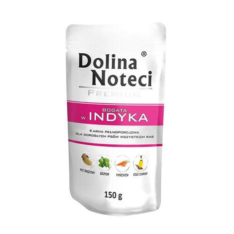 Mokra karma dla psa Dolina Noteci Premium bogata w indyka saszetka 150 g