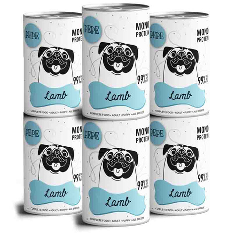 Paka Zwierzaka Karma mokra dla psa PEPE Lamb (jagnięcina) zestaw 6 x 400 g
