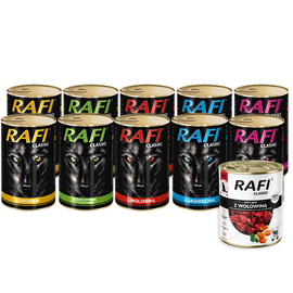 Mokra karma dla psa Rafi Classic Mix 10 x 1240 g + Rafi Classic z wołowiną 800 g gratis