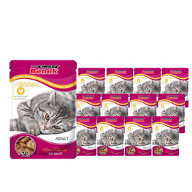 Super Benek Saszetka dla dorosłego kota z kawałkami kurczaka zestaw 12 x 100 g