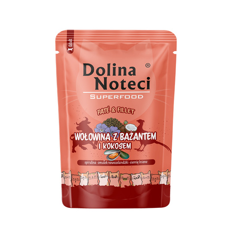 Mokra karma dla kota wołowina z bażantem i kokosem Dolina Noteci Superfood Pasztet & Filet 85 g