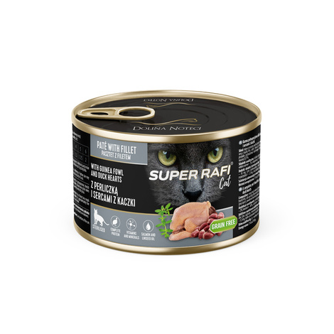 Karma mokra dla kotów sterylizowanych Super Rafi Cat z perliczką i sercami z kaczki 185 g