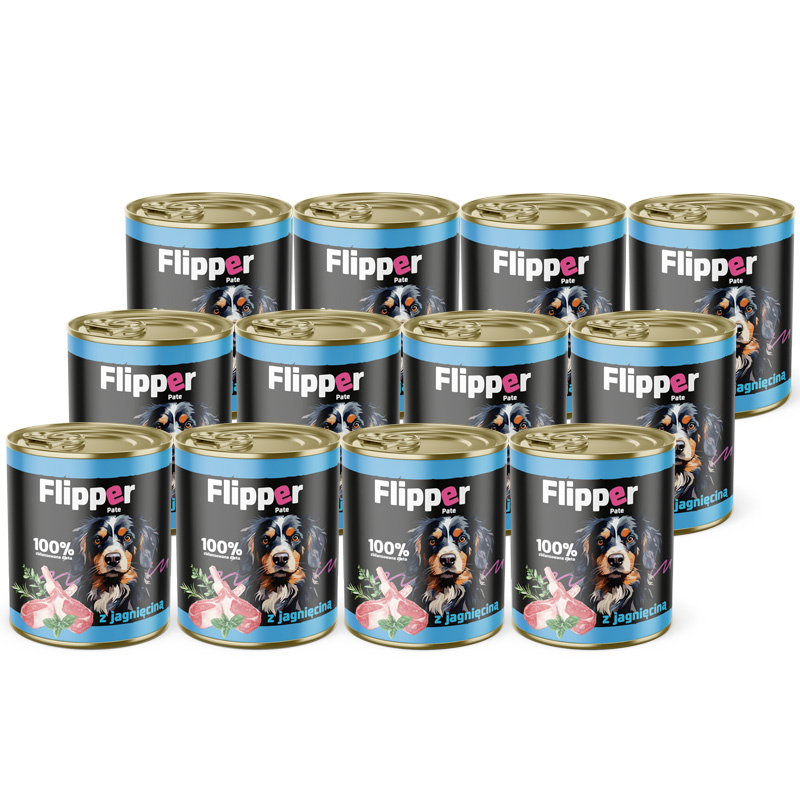 Mokra karma dla psa Flipper Pate z jagnięciną zestaw 12 x 800 g