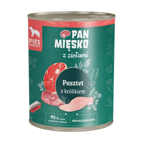 Pan Mięsko karma mokra dla psa z ziołami pasztet z królikiem 800 g