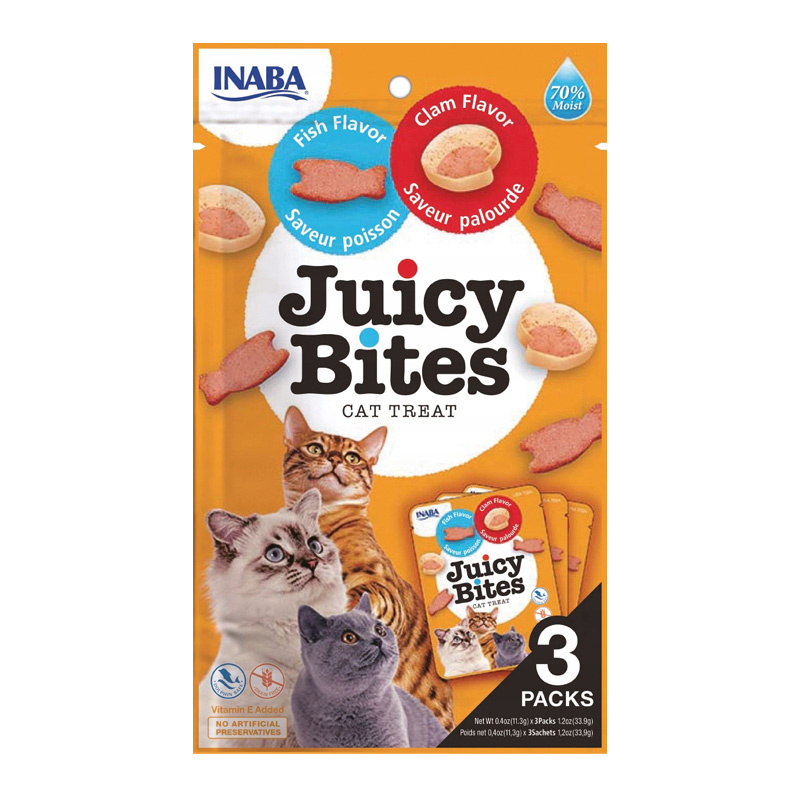 Inaba Juicy Bites Przysmak dla kota Ryba i małża 3 x 11,3 g