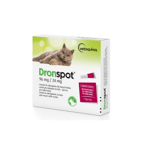 Dronspot Krople na robaki i pasożyty dla dużych kotów 5 kg - 8 kg 2szt.