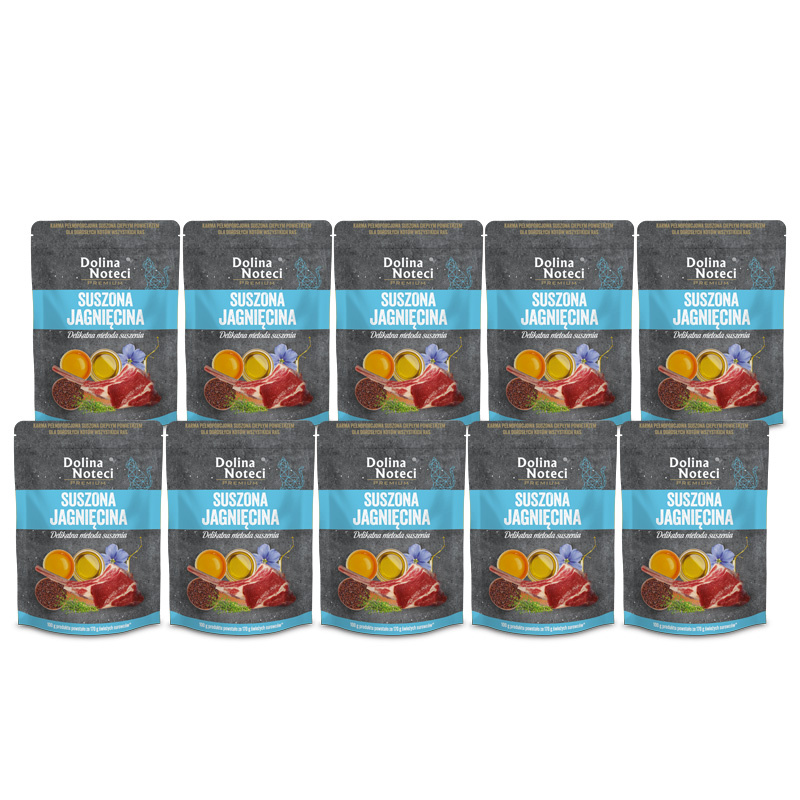Dolina Noteci Premium Karma suszona dla kotów wszystkich ras jagnięcina zestaw 10 x 150 g