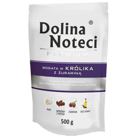 Mokra karma dla psa Dolina Noteci Premium bogata w królika z żurawiną saszetka 500 g