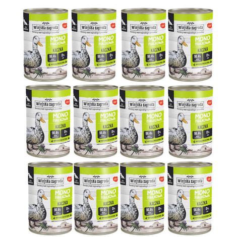 Wiejska Zagroda mokra karma monobiałkowa dla psa kaczka zestaw 12 x 400 g
