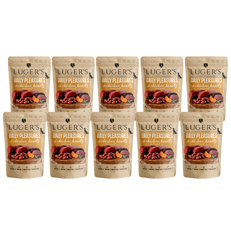 Karma mokra dla psa Luger's Daily Pleasures z sercami z kurczaka i marchewką zestaw 10 x 500 g