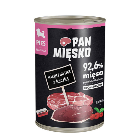 Pan Mięsko karma mokra dla psa Wieprzowina z kaczką dla szczeniąt 400 g