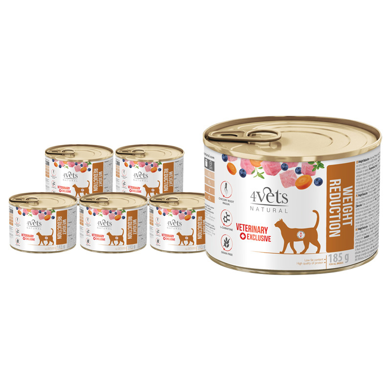 Mokra karma weterynaryjna dla kota z nadwagą 4Vets Natural Weight Reduction zestaw 6 x 185 g