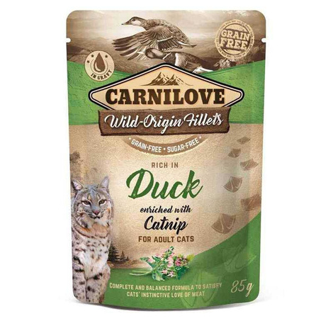 Carnilove Cat Pouch mokra karma dla kota kaczka i kocimiętka 85 g