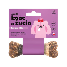 Azanki Lśniąca kita Kość dla psa do żucia ze skórą z łososia, biotyną i pokrzywą S/M 12cm