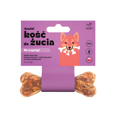 Azanki Kość do żucia NA ŁAPETYT ze żwaczem S/M 12cm