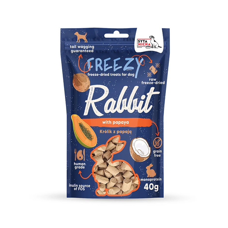 Syta Micha Freezy Liofilizowane przysmaki dla psa Królik z papają 40 g