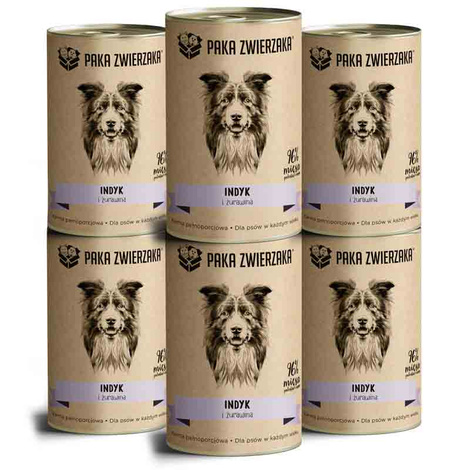 Paka Zwierzaka Karma mokra dla psa Indyk i żurawina zestaw 6 x 400 g