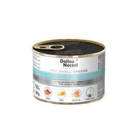 Mokra karma dla psów małych ras Dolina Noteci Premium z cielęciną, pomidorami i makaronem puszka 185 g