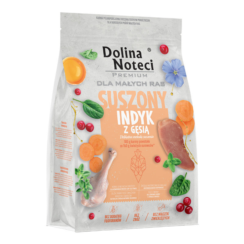 Karma suszona dla psa Dolina Noteci Premium dla dorosłych psów małych ras indyk z gęsią 3 kg