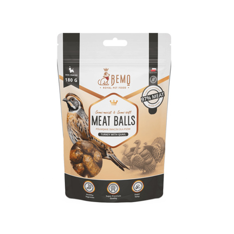 BEMO Meat Balls Turkey with Quail - Przysmaki półmokre dla psa z przepiórką i indykiem 180 g