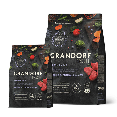 Grandorf Dog Fresh Lamb Medium & Maxi Karma sucha dla psów średnich i dużych ras Jagnięcina 3kg + 1 kg GRATIS