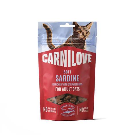 Carnilove Cat Soft Snack Miękkie przysmaki mięsne dla kotów z sardankami i truskawkami 50 g