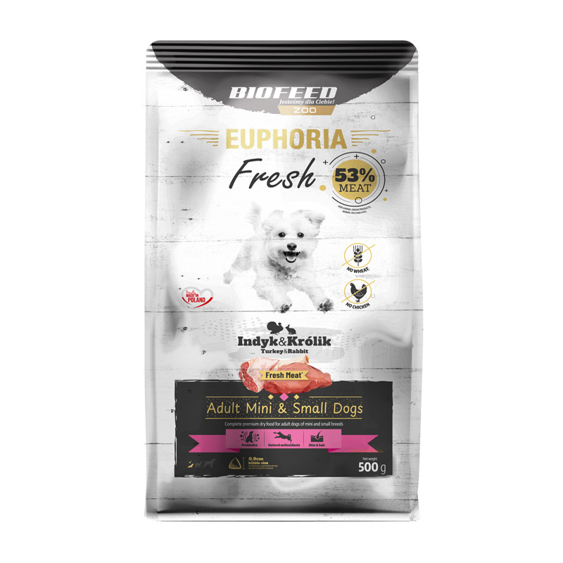 Biofeed Euphoria Fresh Karma sucha dla psów z indykiem i królikiem mini i małe rasy 500 g