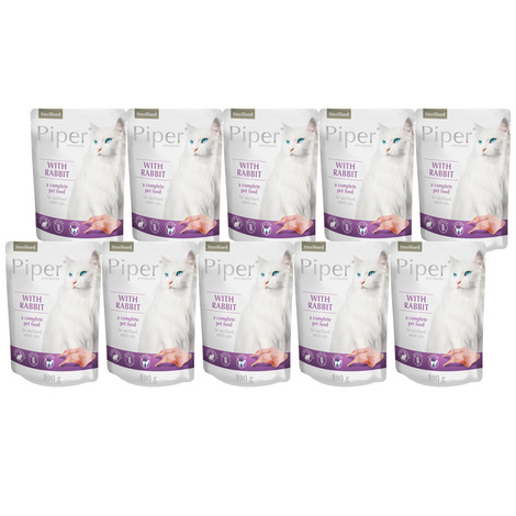Mokra karma dla kotów Piper Animals Sterilised z królikiem zestaw 10 x 100 g