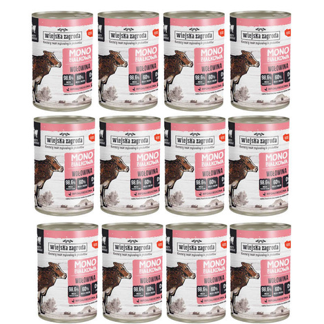 Wiejska Zagroda mokra karma monobiałkowa dla kota wołowina zestaw 12 x 400 g