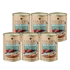 ARCHIWUM Karma mokra dla psa Luger's Daily Pleasures z dorszem, makrelą, pomidorem i ryżem brązowym zestaw 6 x 400 g